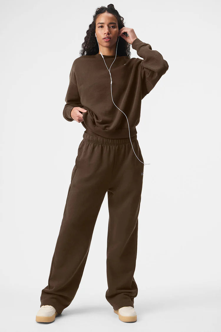 ALO Accolade Crew Neck Pullover Espresso — ALO S | Authentic India