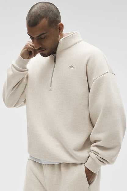 ALO Accolade 1/4 Zip Pullover Oatmeal Heather