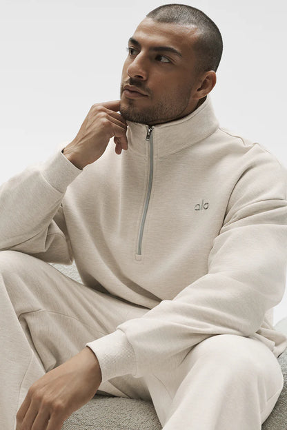 ALO Accolade 1/4 Zip Pullover Oatmeal Heather