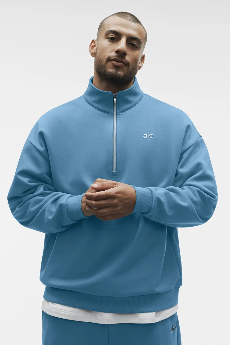 ALO Accolade 1/4 Zip Pullover Heather California Blue