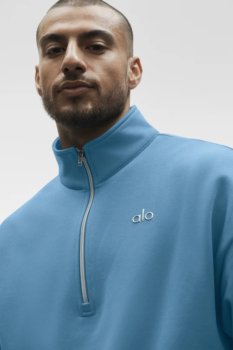 ALO Accolade 1/4 Zip Pullover Heather California Blue