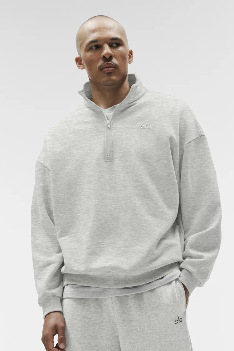 ALO Accolade 1/4 Zip Pullover White Heather