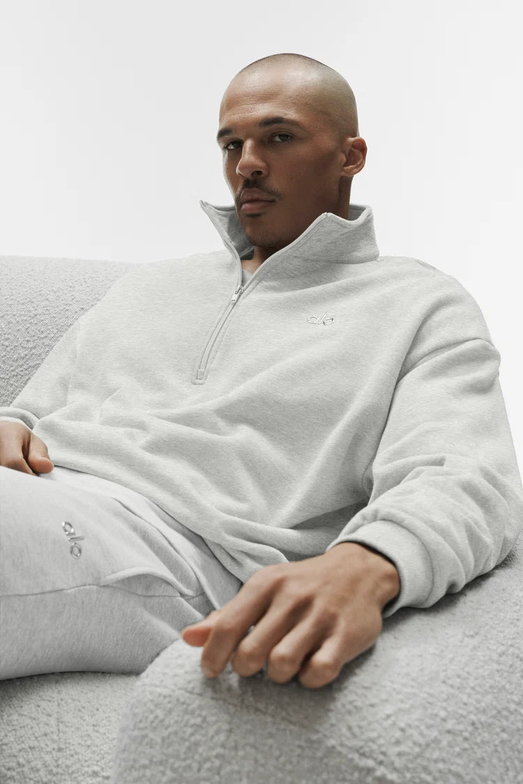 ALO Accolade 1/4 Zip Pullover White Heather