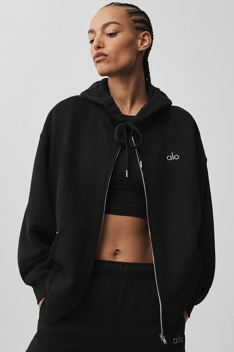 Accolade Full Zip Hoodie - Black — Alo Yoga | Authentic India