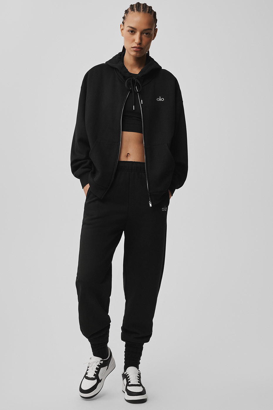 Accolade Full Zip Hoodie - Black — Alo Yoga | Authentic India