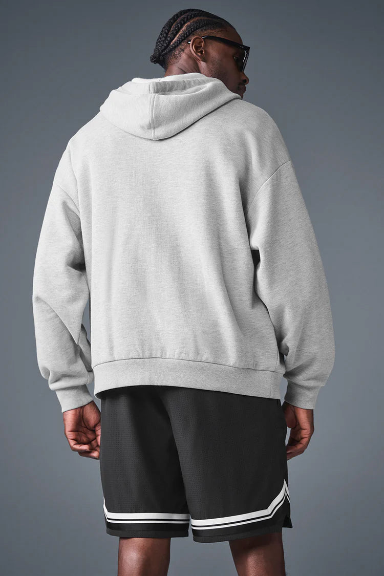 ALO Yoga Accolade Heather Grey Zip-Up Hoodie — ALO S | Authentic India