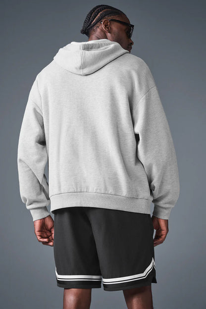 ALO Yoga Accolade Heather Grey Zip-Up Hoodie — ALO S | Authentic India