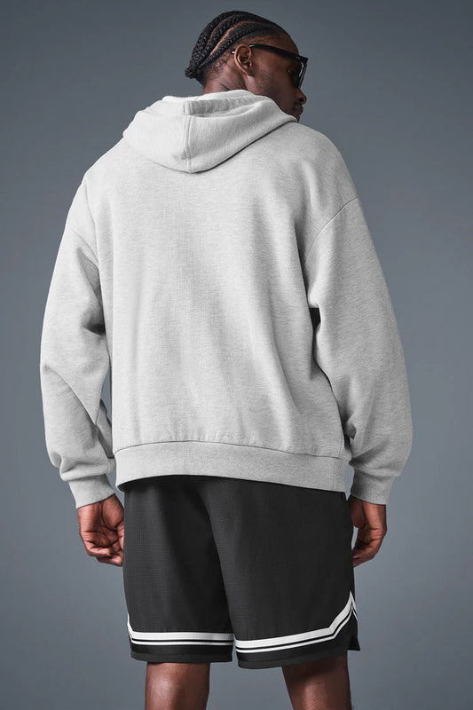 ALO Yoga Accolade Heather Grey Zip-Up Hoodie — ALO S | Authentic India