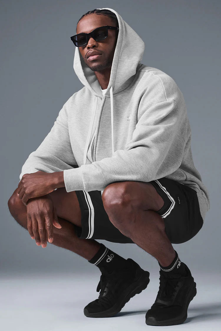 ALO Yoga Accolade Heather Grey Zip-Up Hoodie — ALO S | Authentic India