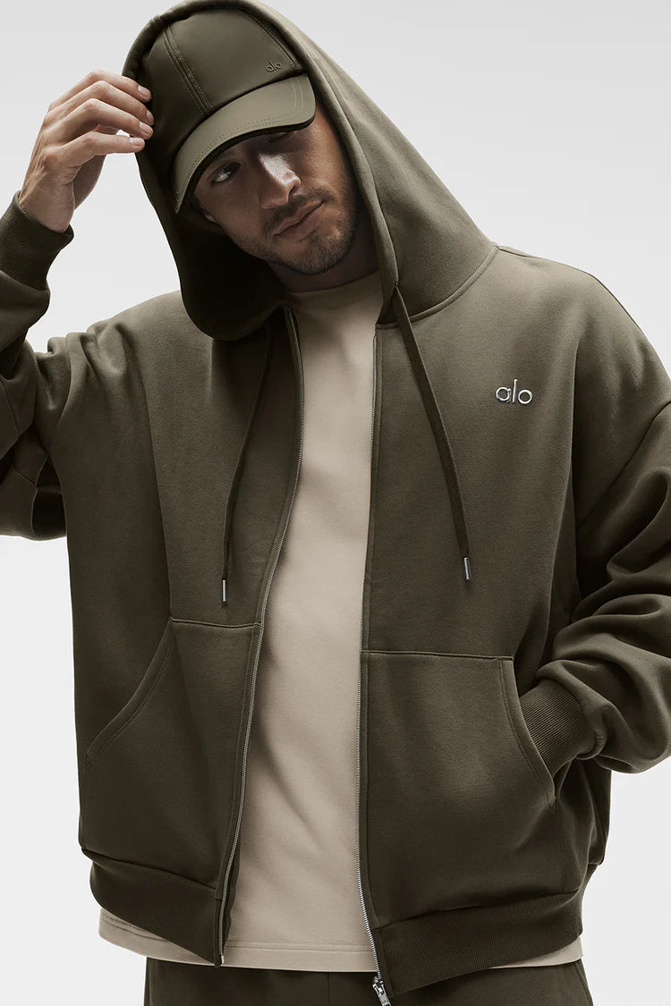 ALO Yoga Accolade  Zip-Up Hoodie Olive Tree