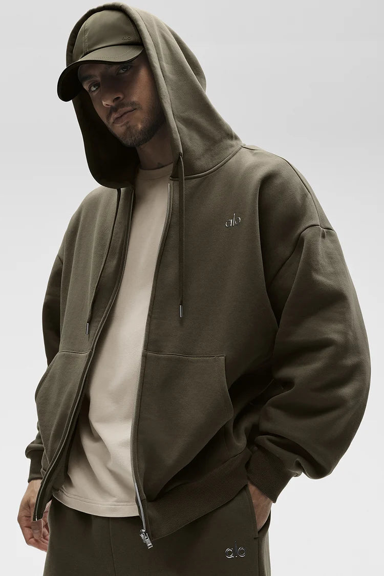 ALO Yoga Accolade  Zip-Up Hoodie Olive Tree