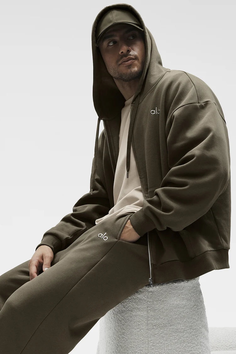 ALO Yoga Accolade  Zip-Up Hoodie Olive Tree