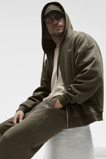 ALO Yoga Accolade  Zip-Up Hoodie Olive Tree