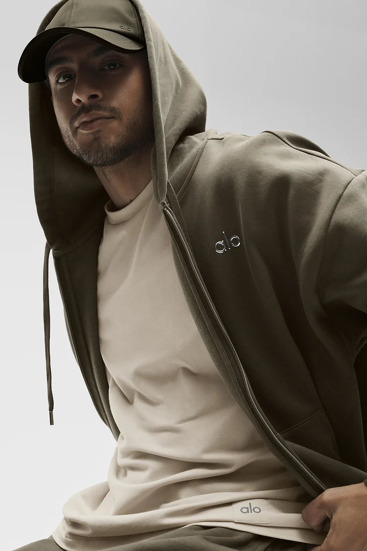 ALO Yoga Accolade  Zip-Up Hoodie Olive Tree