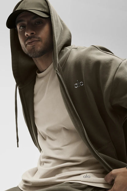 ALO Yoga Accolade  Zip-Up Hoodie Olive Tree