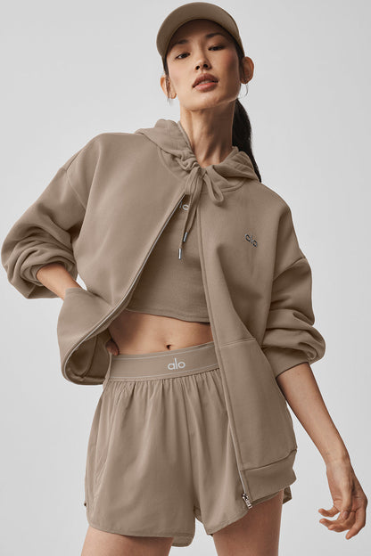 Accolade Full Zip Hoodie - Gravel — Alo Yoga | Authentic India