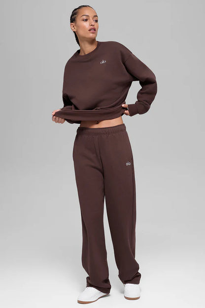 ALO Accolade Straight Leg Sweatpant Dark Brown — ALO S | Authentic India