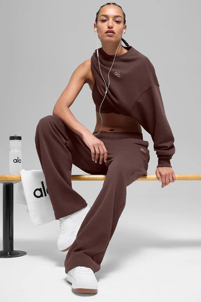 ALO Accolade Straight Leg Sweatpant Dark Brown — ALO S | Authentic India