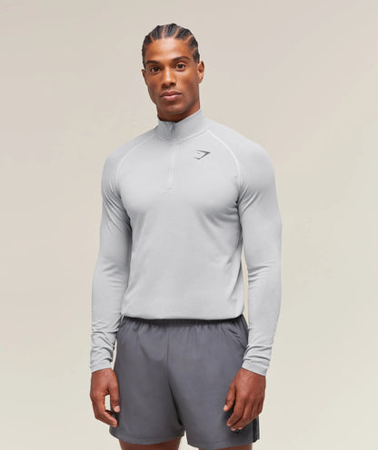 GYMSHARK Vital Seamless 1/4 Zip Light Smokey Grey — Gymshark | Authentic India