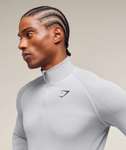 GYMSHARK Vital Seamless 1/4 Zip Light Smokey Grey — Gymshark | Authentic India