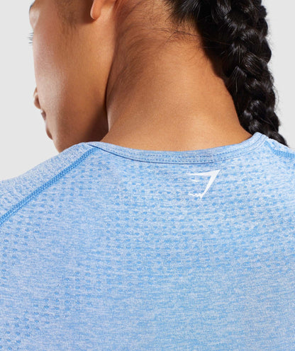 GYMSHARK Vital Seamless Long Sleeve Crop Top Blue — GYMSHARK S | Authentic India