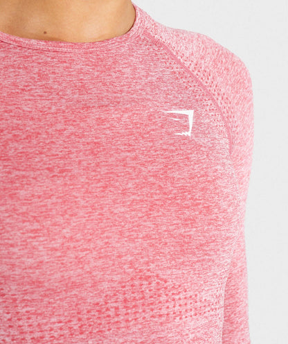 GYMSHARK Vital Seamless Long Sleeve Crop Top Pink Marl — GYMSHARK S | Authentic India