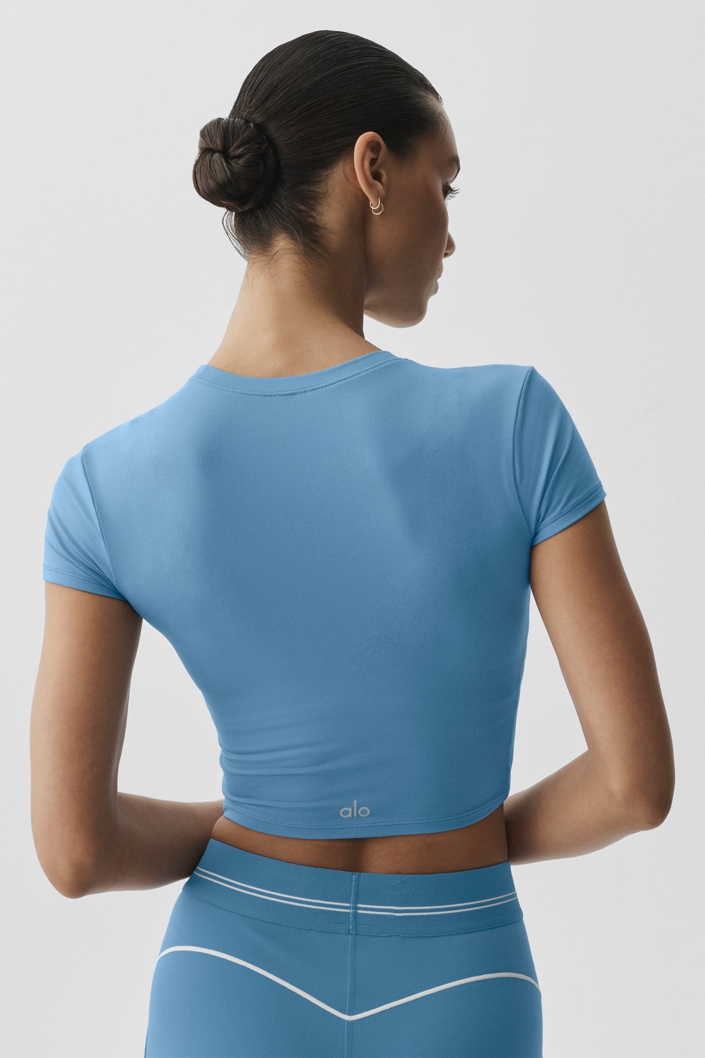 Alosoft Crop Finesse Short Sleeve - California Blue