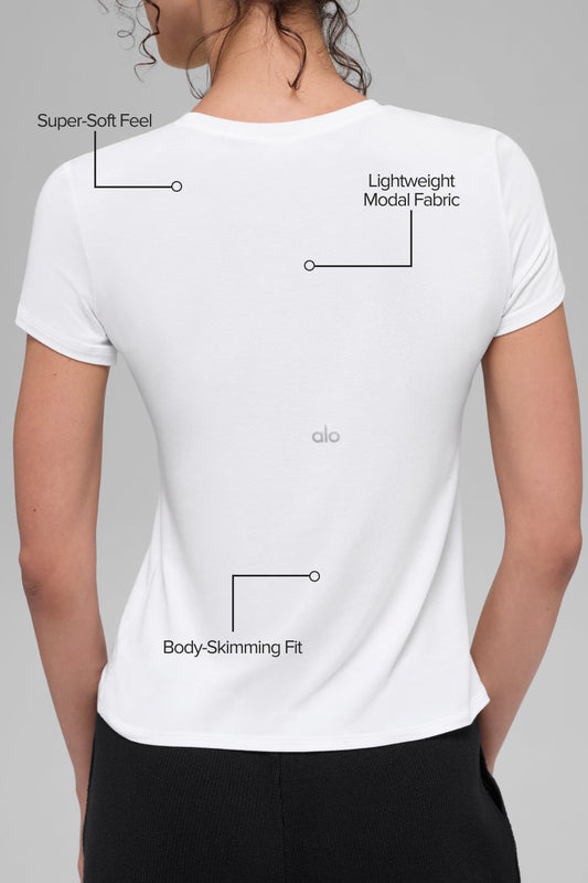 All Day Short Sleeve - White — Alo Yoga | Authentic India
