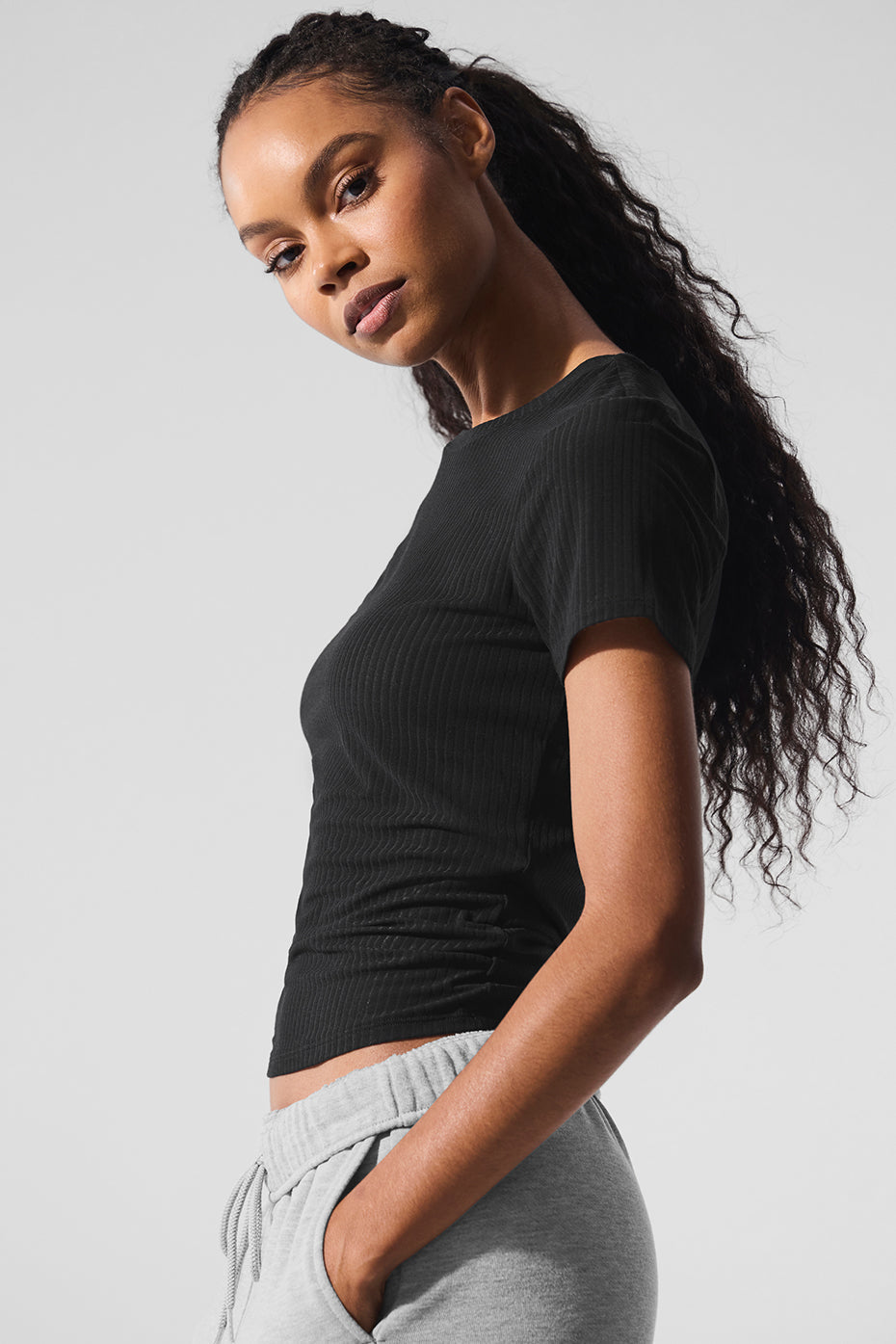 Ribbed Sea Coast Tee - Black