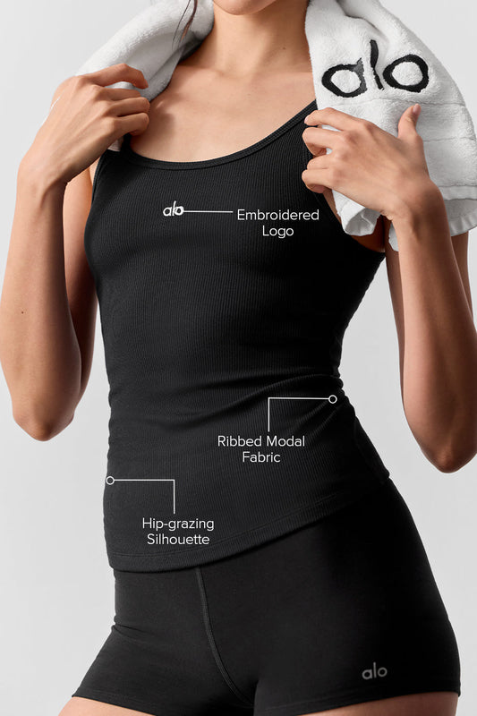 Ribbed Prosper Tank - Black — Alo Yoga | Authentic India