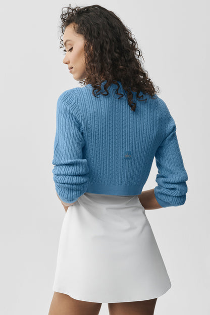 Mini Cable Sweater Cardigan - California Blue