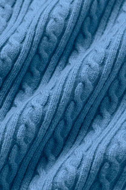 Mini Cable Sweater Cardigan - California Blue
