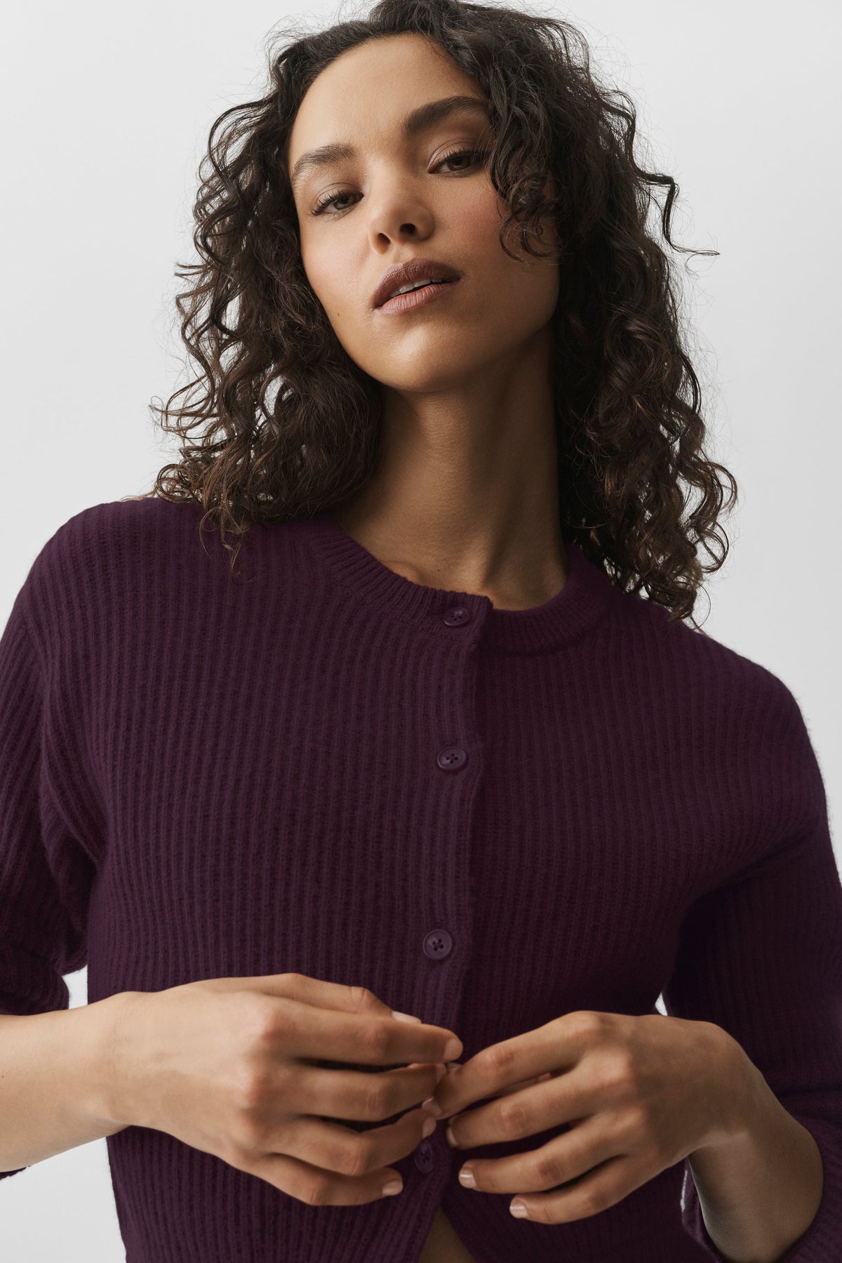 Cashmere Wool Harmony Cardigan - Rich Bordeaux