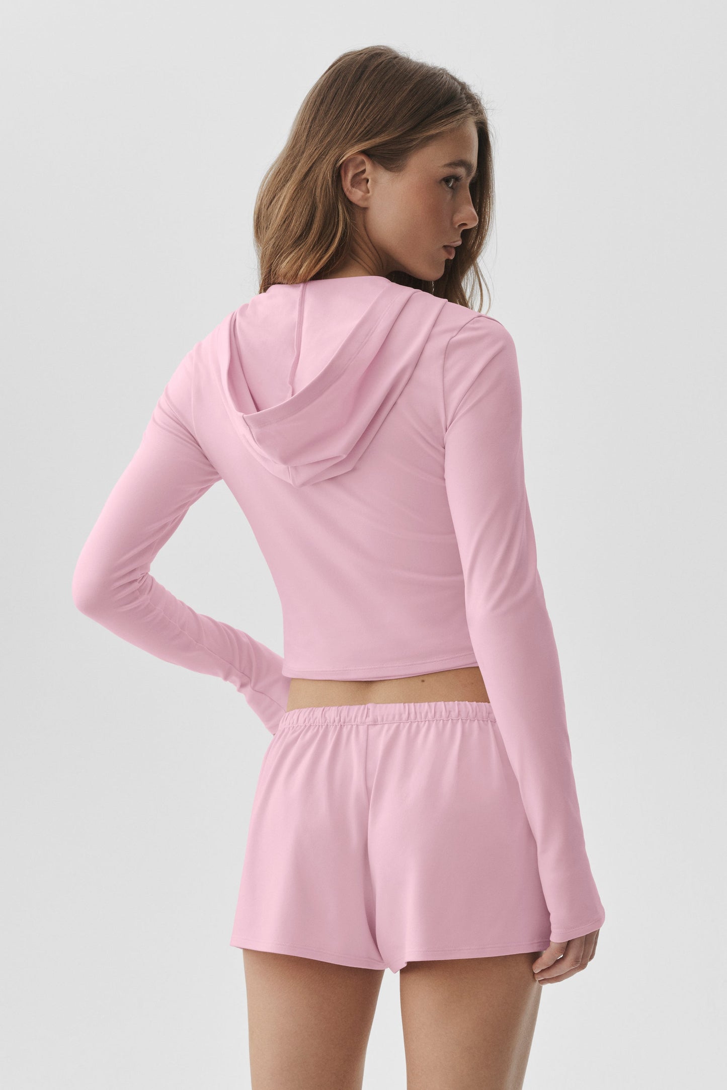 Alosoft Finesse Full Zip Fitted Hoodie - Pink Marshmallow