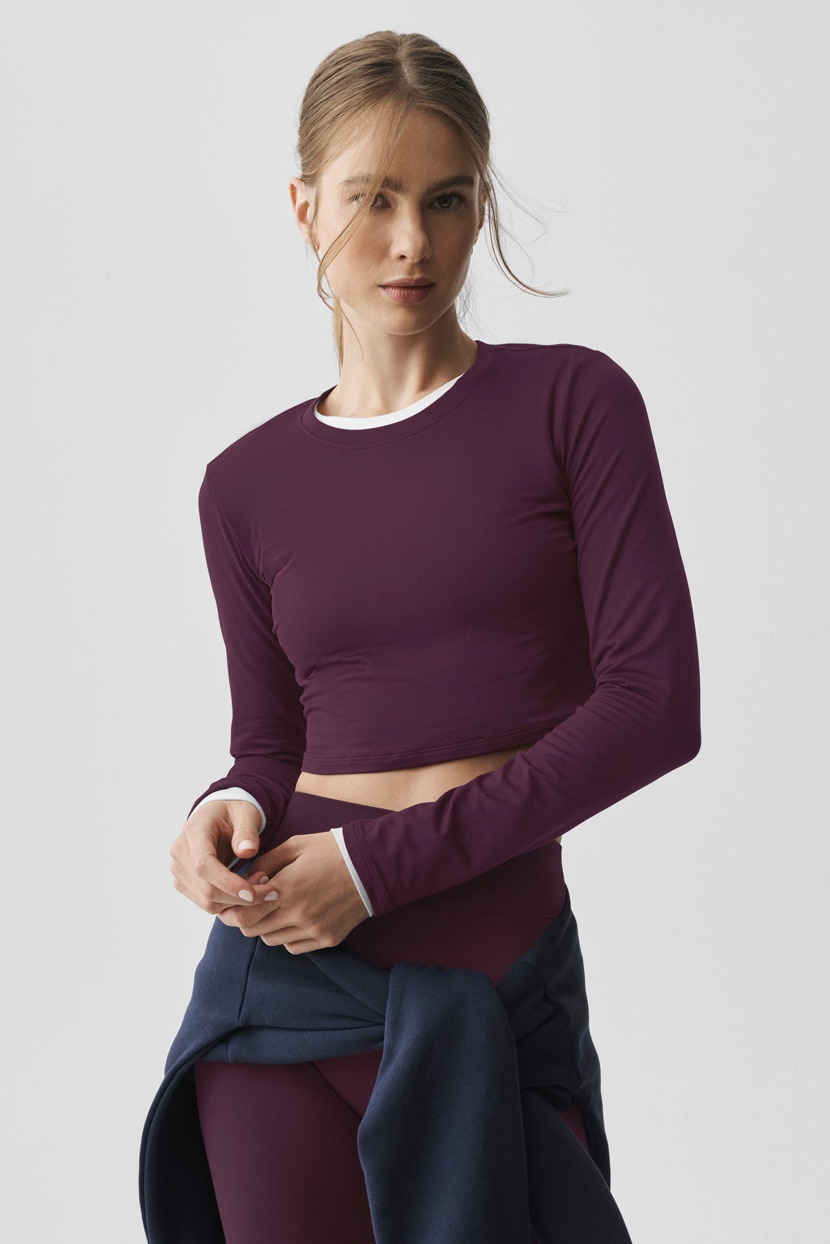 Alosoft Crop Finesse Long Sleeve - Rich Bordeaux