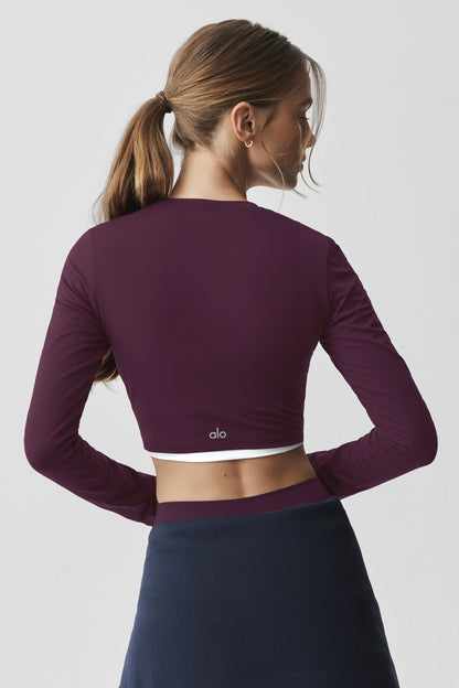 Alosoft Crop Finesse Long Sleeve - Rich Bordeaux