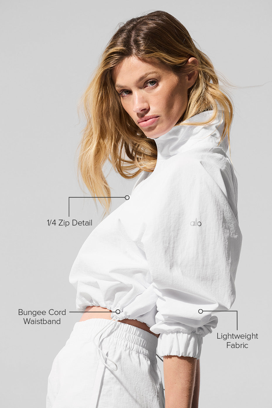 Cropped 1/4 Zip Alumni Pullover - White — Alo Yoga | Authentic India