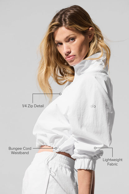 Cropped 1/4 Zip Alumni Pullover - White — Alo Yoga | Authentic India