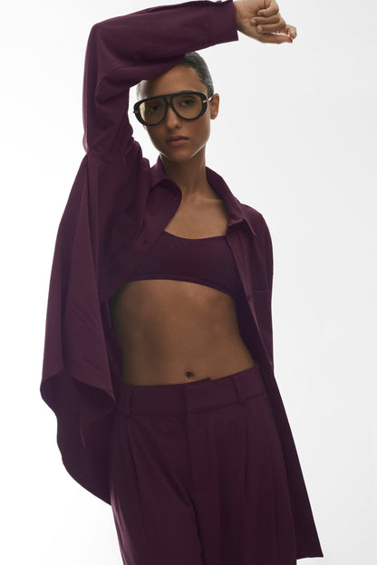 Dreamscape Button Down Long Sleeve - Rich Bordeaux