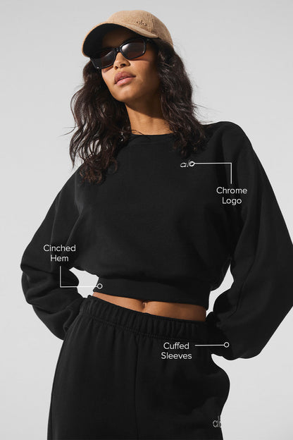 Cropped Accolade Crewneck - Black — Alo Yoga | Authentic India