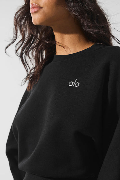 Cropped Accolade Crewneck - Black — Alo Yoga | Authentic India