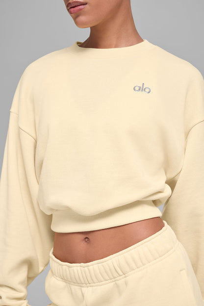 Cropped Accolade Crewneck - Candlelight Yellow — Alo Yoga | Authentic India