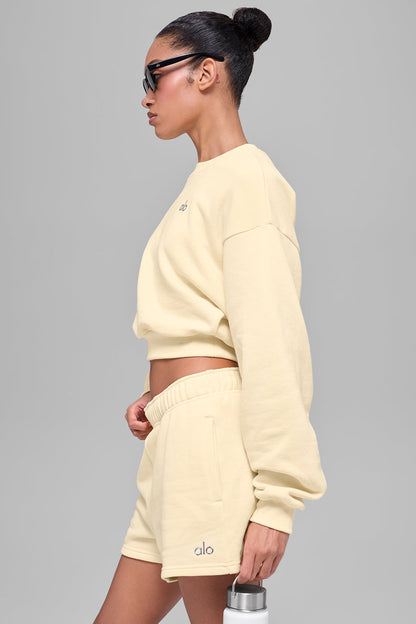 Cropped Accolade Crewneck - Candlelight Yellow — Alo Yoga | Authentic India