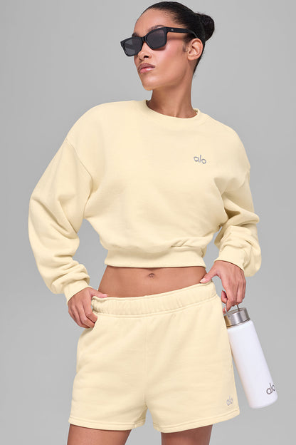 Cropped Accolade Crewneck - Candlelight Yellow — Alo Yoga | Authentic India