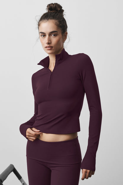 ALO Softsculpt Precision 1/4 Zip Long Sleeve - Rich Bordeaux