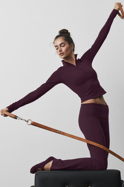 ALO Softsculpt Precision 1/4 Zip Long Sleeve - Rich Bordeaux