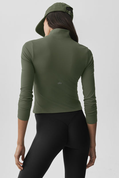 ALO Softsculpt Precision 1/4 Zip Long Sleeve - Bamboo Green