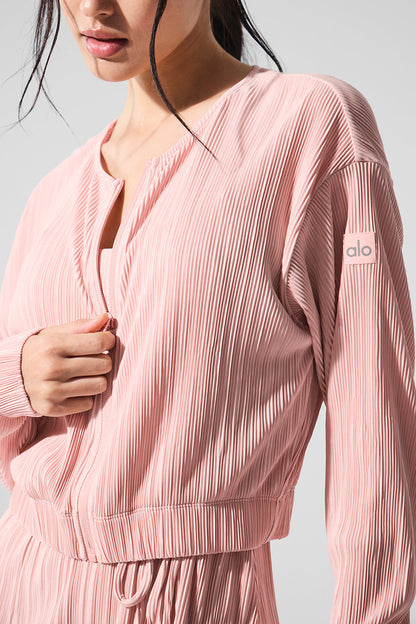 Cropped Micro Plisse Jacket - Pink Quartz