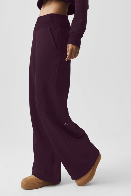 Serenity Wide Leg Sweatpant - Rich Bordeaux