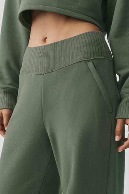Serenity Wide Leg Sweatpant - Bamboo Green